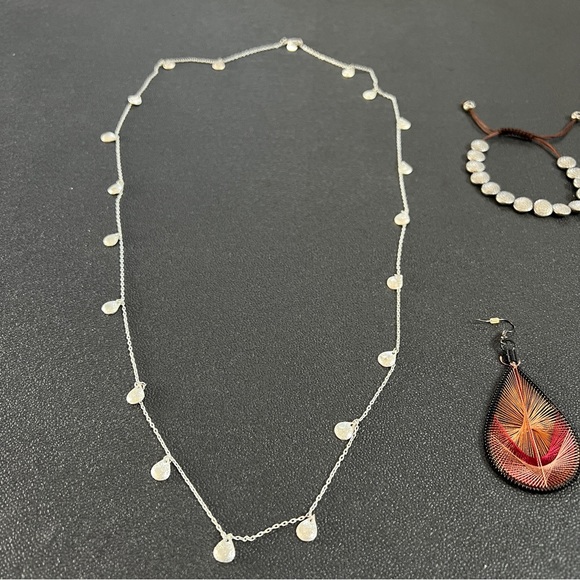 8 Piece Jewelry Lot Boho Necklaces, Earrings, Silver Bracelet, Fashion Leaf Ring - Picture 7 of 14